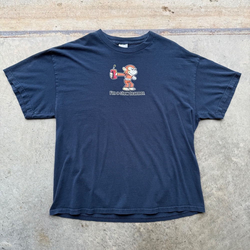 Vintage Tennessee River‎ Slow Learner Monkey Graphic T-Shirt XL Navy Blue Funny